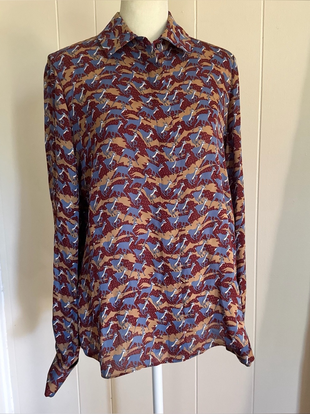 Brooks Brothers Brown & Blue Horse-Print Button-Down Shirt